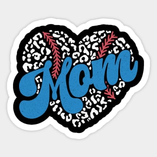 Baseball Mom Heart Shape Sticker